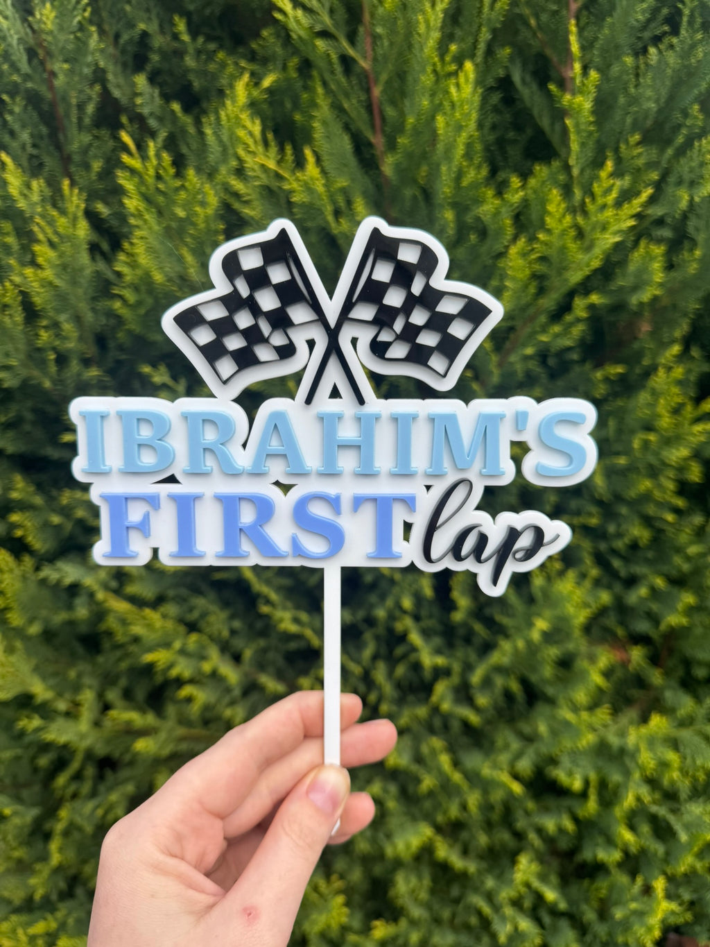 Personalised First Lap Race Car Cake Topper