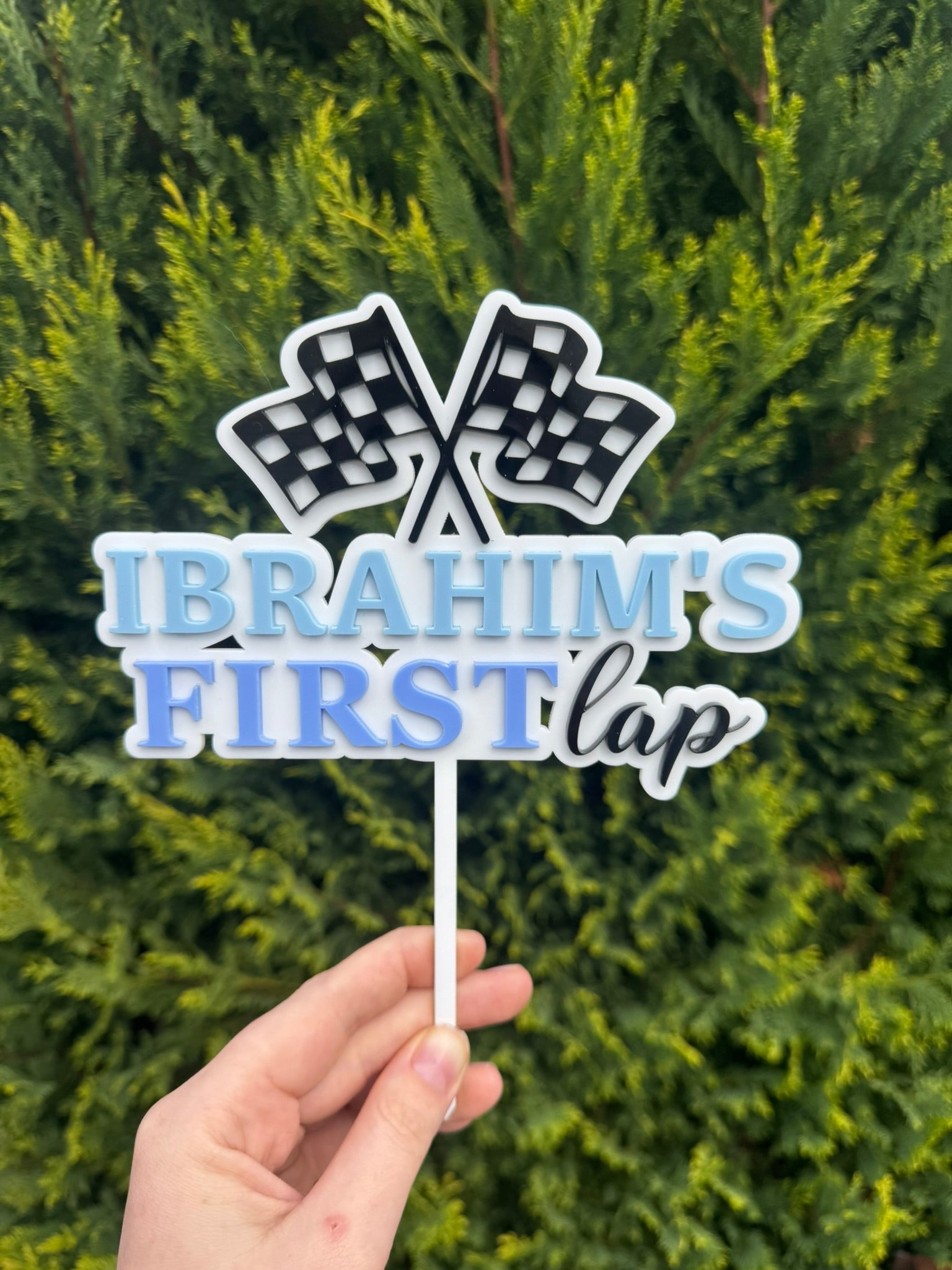 Personalised First Lap Race Car Cake Topper
