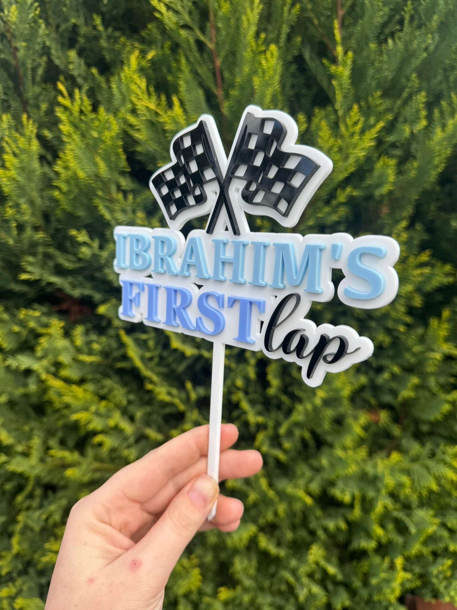 Personalised First Lap Race Car Cake Topper