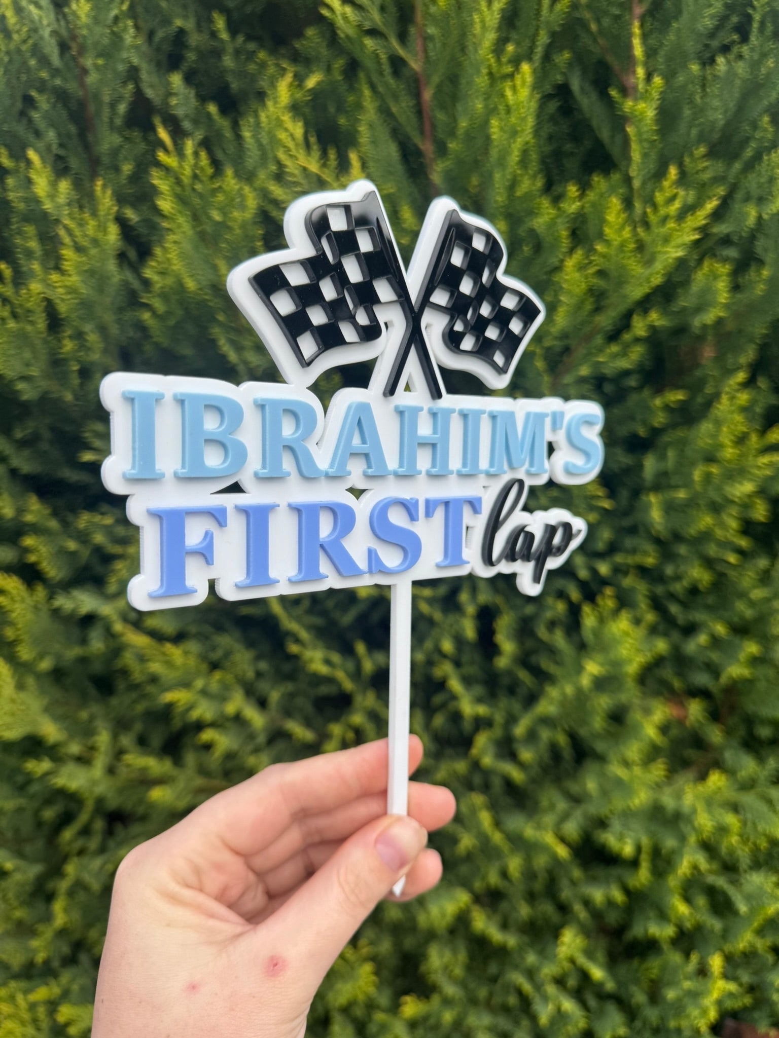 Personalised First Lap Race Car Cake Topper