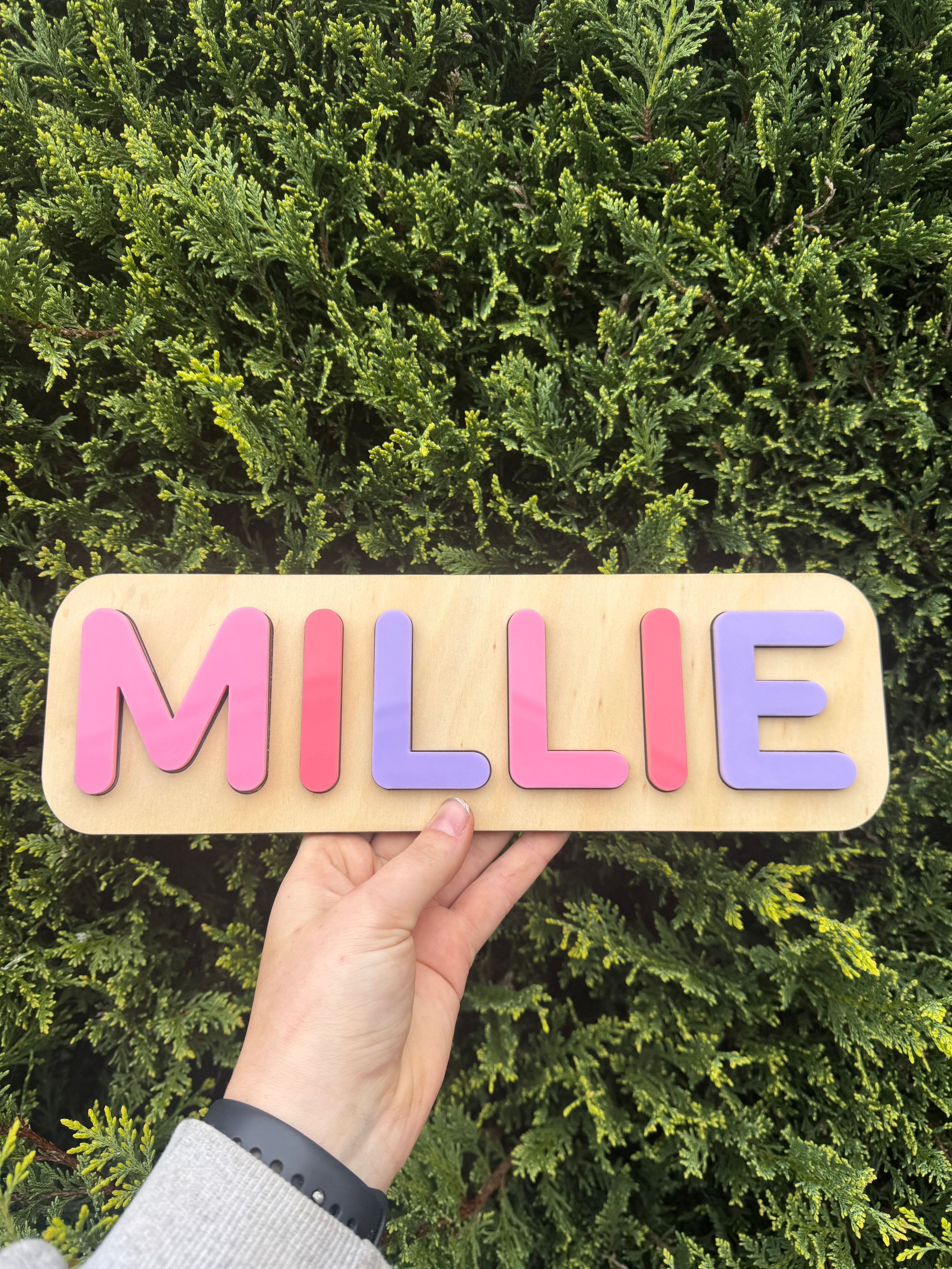 Custom Acrylic & Wood Name Puzzle – Personalised Letters & Colours