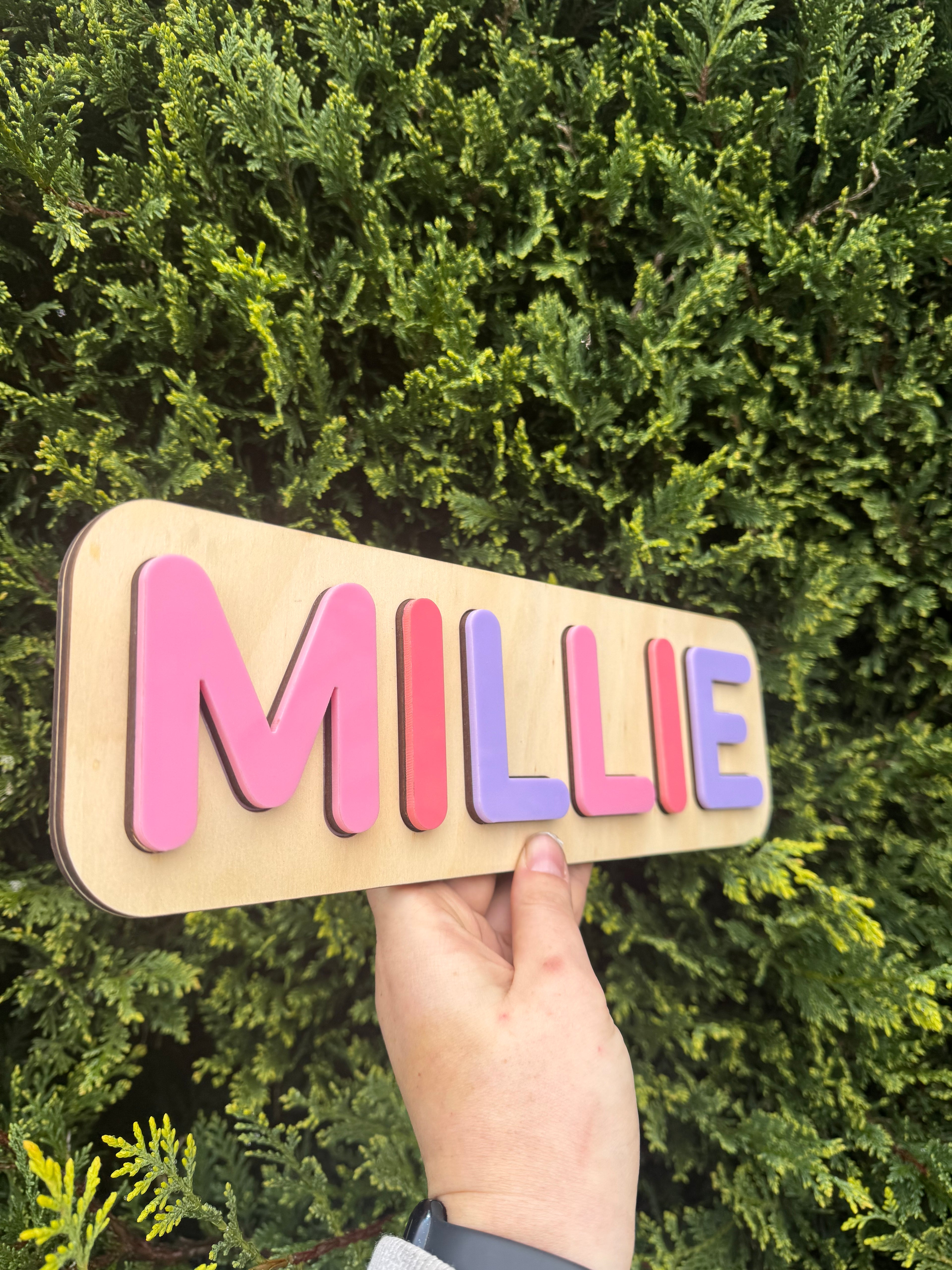 Custom Acrylic & Wood Name Puzzle – Personalised Letters & Colours