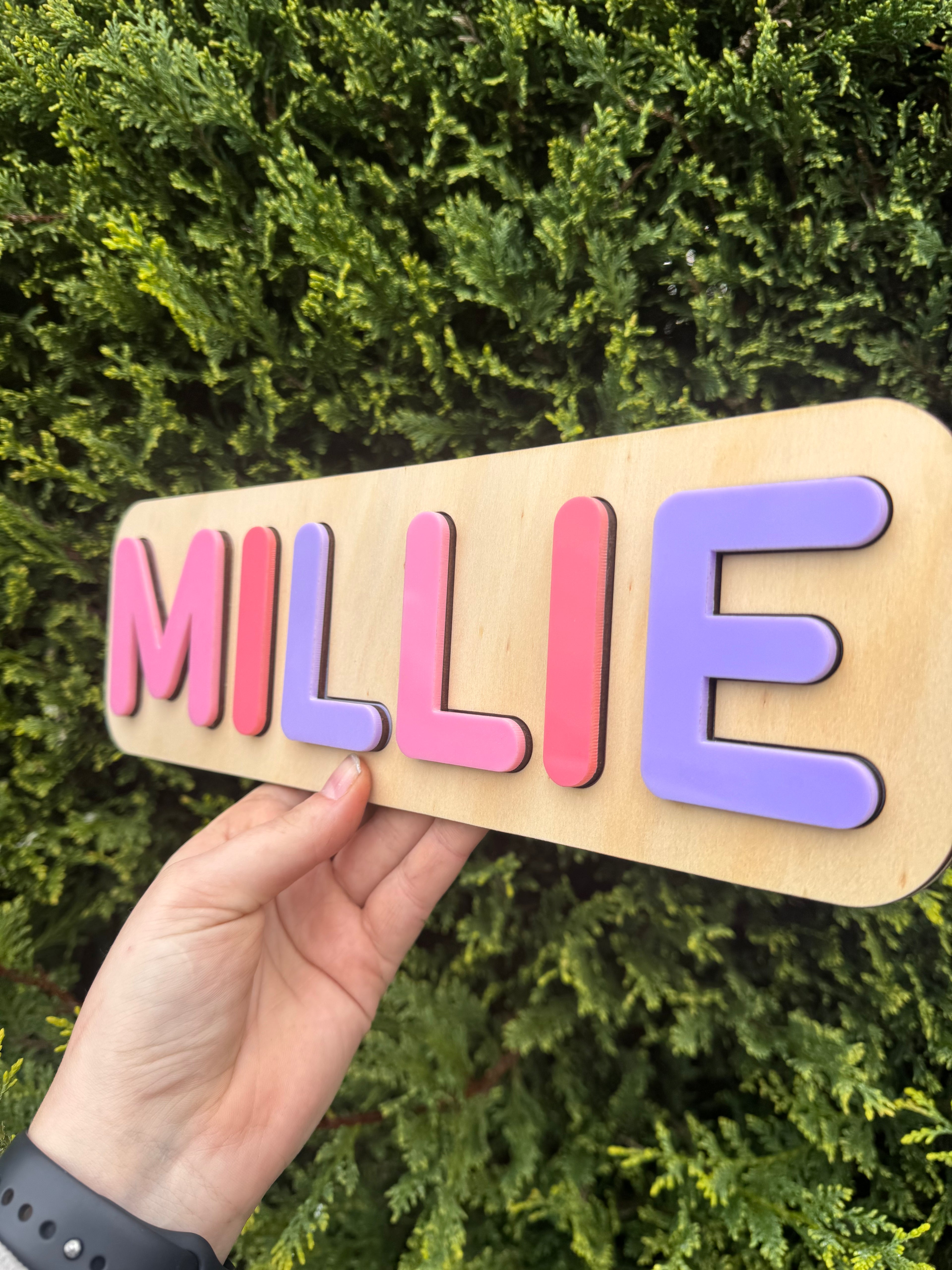 Custom Acrylic & Wood Name Puzzle – Personalised Letters & Colours