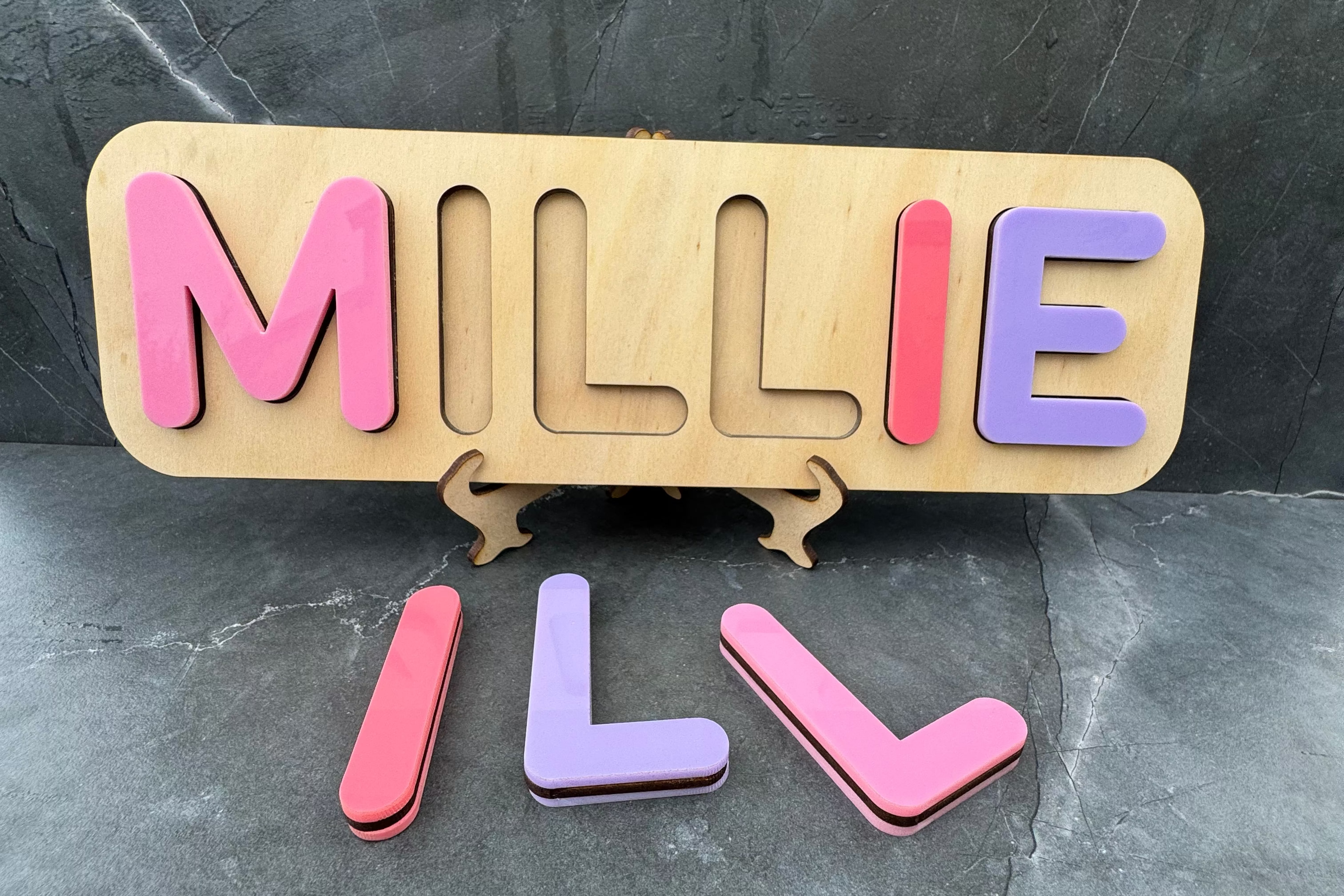 Custom Acrylic & Wood Name Puzzle – Personalised Letters & Colours